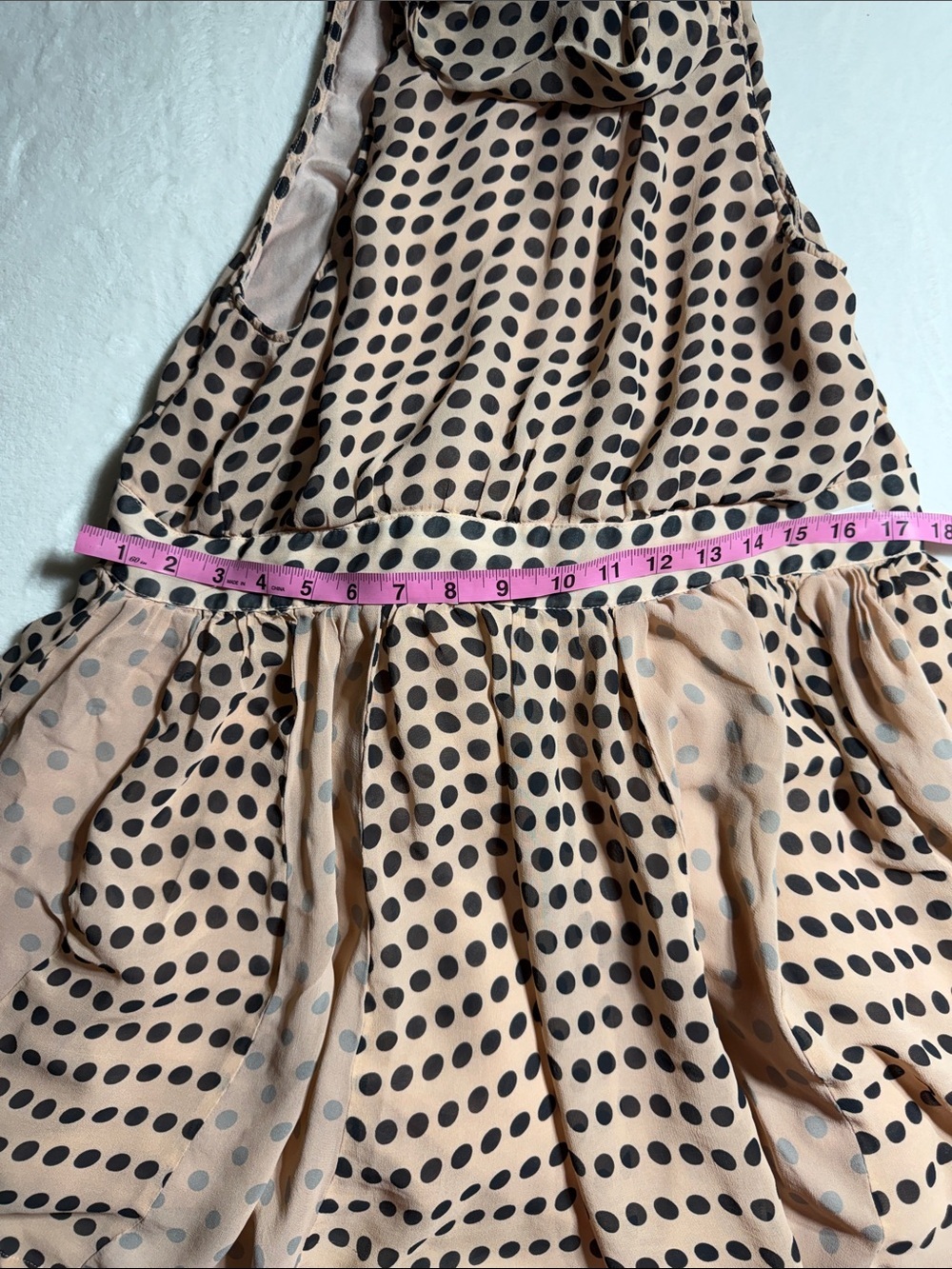 Maeve Black Polka Dot Peach Mini Dress - Picture 5 of 7